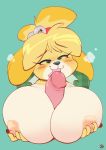  1girl 2020 animal_crossing anthro areola big_breasts black_nose blonde_hair blush breasts canid canine canis domestic_dog duo faceless_character faceless_male female_focus fur furry genitals hair high_res huge_breasts humanoid_genitalia humanoid_penis isabelle_(animal_crossing) joelasko licking male male/female mammal nintendo nipples oral paizuri penile penis penis_lick sex shih_tzu signature simple_background solo_focus tongue tongue_out toy_dog video_games yellow_body yellow_fur 