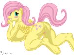  2012 big_breasts blush breasts equine female fluttershy fluttershy_(mlp) friendship_is_magic glenskunk hair horse huge_breasts my_little_pony nipples pegasus pink_hair plain_background pony pussy solo white_background wings yellow_fur 