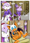  anthro bbmbbf blaze_the_cat clothing comic dialogue masturbation mobius_unleashed palcomix rouge_the_bat sega sonic_(series) sonic_the_hedgehog_(series) spread_legs spreading text the_heat_of_passion 