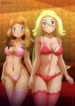  2_girls alluring creatures_(company) game_freak korrina_(pokemon) lingerie nintendo pokemon pokemon_(anime) pokemon_trainer serena_(pokemon) yukino_memories zel-sama 