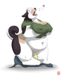  ass big_ass big_breasts breasts canine chubby color dog female gillpanda growth hat headgear husky overweight transformation weight_gain 