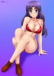  1girl alluring big_breasts bikini blue_eyes bra legs oc original original_character purple_hair shoes zel-sama zelina 