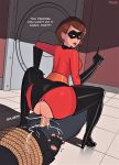  1boy 1girl ass bodysuit bondage boots clothed clothed_sex cum cum_inside erect_penis female gloves helen_parr male male/female mask reverse_cowgirl_position sex the_incredibles thighs tied unzipped vaginal 