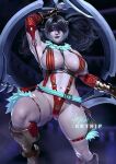  1girl alluring areola armpits artnip ass big_breasts black_hair breasts female_only hips nipples pale-skinned_female pale_skin perky_breasts plump_labia puffy_areola solo_female soul_calibur thick_thighs thighs tira twin_tails wide_hips 