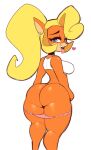  1girl 1girl anthro ass bedroom_eyes blonde blonde_hair booty coco_bandicoot crash_bandicoot_(series) dat_ass dongitos furry horny imminent_sex looking_at_viewer lustful orange_fur panties perfect_ass pink_panties seducing seductive seductive_eyes seductive_look seductive_pose seductive_smile sticking_out_tongue stripping tongue tongue_out 