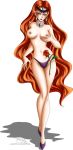  1girl big_breasts bishoujo_senshi_sailor_moon breasts earrings emilia89_(artist) female female_only long_hair long_red_hair mostly_nude nipples no_bra panties panties_only queen_beryl red_hair redhead rose_(flower) sailor_moon solo standing thigh_gap thong topless transparent_background 