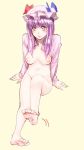  1girl breasts hat nipples nude patchouli_knowledge purple_eyes purple_hair solo touhou 