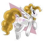  ass blonde_hair butt equine female friendship_is_magic hair horse looking_at_viewer looking_back my_little_pony pegasus pony purple_eyes smile sssonic2 unknown_character wings 