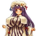  1girl :&lt; before_and_after breasts crescent_moon female huge_breasts looking_at_viewer moon patchouli_knowledge purple_eyes purple_hair sachito solo touhou 