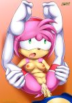  1boy 1girl amy_rose anthro bbmbbf breasts cum cum_in_pussy cum_inside erect_nipples furry gloves grabbing_own_ass green_eyes leggings legs_up mobius_unleashed nipples open_eyes open_mouth orgasm palcomix penis pink_fur sega sex sonic_(series) sonic_the_hedgehog_(series) 