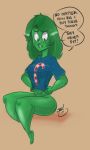  2012 abs bottomless candy_cane candy_cane_print christmas funny green_eyes green_hair green_lipstick green_skin jennifer_walters lipstick long_hair looking_down marvel muscle she-hulk shiny shiny_skin solo sweater 