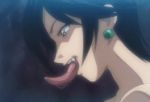  1boy 2girls anal anilingus anime anus breast fang gif hentai kiss kissing licking long_tongue monster_girl multiple_girls nude sexy_magic_girl_(series) source_request threesome tongue tongue_out 