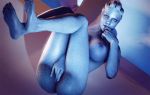  3d alien animated areola asari ass bed big_breasts breasts cg erect_nipples female fingering fugtrup gif hairless_pussy huge_breasts liara_t&#039;soni mass_effect mass_effect_2 mass_effect_3 masturbation nipples nude pillow pussy solo thingrei 