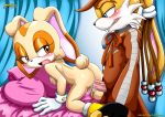  1boy 1girl animal_ears anthro ass bbmbbf bed big_ass big_breasts big_ears black_nose blue_eyes breasts brown_eyes cream_fur cream_the_rabbit cum cum_in_ass cum_inside doggy_position erect_nipples erect_penis from_behind furry gloves half-closed_eyes looking_at_another looking_back looking_pleasured mobius_unleashed nipples orgasm orgasm_face palcomix penis penis_in_pussy sega sex sonic_(series) sonic_the_hedgehog_(series) tail tail_up 