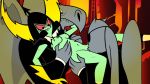  1girl 2boys freckles green_skin lord_dominator petite small_breasts threesome wander_over_yonder 