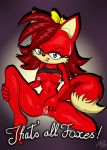 anthro archie_comics areola blue_eyes breasts canine english_text erect_nipples female fiona_fox fox fox_girl furry hair licking_lips light_blue_eyes looking_at_viewer masturbation mobian_(species) navel nipples nude pussy pussy_juice raianonzika_(artist) red_fur red_hair sega smile solo sonic_(series) sonic_the_hedgehog_(series) text vulpine wet zerbukii_(artist)