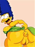  anus ass big_breasts bottomless flashing green_dress marge_simpson no_panties pussy_lips shaved_pussy the_simpsons thighs 