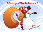  anthro ass big_breasts bottomless breasts christmas cleavage funny furry looking_back rodent smile solo 