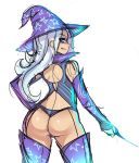  ass boots friendship_is_magic gloves hat humanized long_hair looking_back my_little_pony purple_eyes shiny shiny_skin smile solo trixie trixie_(mlp) wand white_hair 