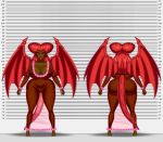  areolae ass big_ass big_breasts bluebullpen breasts brown_skin commission dragon_girl dragon_tail dragon_wings female helna_orlok nipples pussy red_eyes shortstack solo vampire 