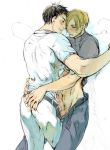  2boys ass biohazard blush chris_redfield gay human leon_kennedy male male_only multiple_boys partially_clothed penis resident_evil yaoi 