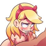 1boy 1girl blonde_hair blue_eyes breasts couple cum cum_in_mouth fellatio horns oral penis_in_mouth star_butterfly star_vs_the_forces_of_evil