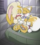  1boy 1girl af-js blush cream_the_rabbit miles_&quot;tails&quot;_prower multiple_tails sega sonic_(series) sonic_team tail vaginal 