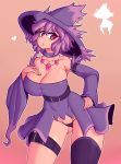  1_girl 1girl big_breasts clothed cuchuflin female female_only female_pokemon hat human humanized mismagius mostly_clothed pokemon solo standing thong 