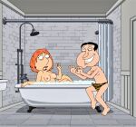  bath bathing bathroom breasts erect_nipples erection_under_clothes family_guy glenn_quagmire legs lois_griffin nude 