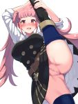  1girl armpits bangs bar_censor belt big_breasts black_dress black_footwear blush boots boris_(noborhys) breasts censored commentary_request dress female_only fire_emblem fire_emblem:_three_houses garreg_mach_monastery_uniform heart-shaped_pupils high_res hilda_(fire_emblem) hilda_valentine_goneril leg_lift long_hair long_sleeves looking_at_viewer nintendo no_panties pink_hair pussy red_eyes signature simple_background solo_female split standing standing_on_one_leg standing_split stockings thigh_high_boots thighhighs_under_boots thighs twin_tails upskirt very_long_hair white_background 