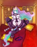  1girl anthro anthrofied areola ball_gag bdsm big_breasts bondage bound breasts collar crown equine erect_nipples female friendship_is_magic frogtie fur furry gag hair hi_res horn long_hair looking_at_viewer mammal multicolored_hair my_little_pony nipples princess_celestia princess_celestia_(mlp) purple_eyes pussy royalty solo urchid white_fur winged_unicorn wings 