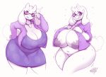 1girl 2019 2d 2d_(artwork) 4_fingers animal_ears anthro anthro_only areola artist_name beautiful big_breasts blush boss_monster bottomless bovid breasts breasts_bigger_than_head caprine cleavage clothed clothing deltarune digital_media_(artwork) eyebrows eyelashes eyewear female female_only fur furry goat horn horns huge_breasts humanoid_hands jewelry long_ears looking_at_viewer mammal mom mommy motion_lines navel necklace nipples open_mouth parent partially_clothed red_eyes secretly_saucy simple_background sitting slightly_chubby smile sweat tail thick thick_thighs toriel undertale undertale_(series) video_game_character video_games white_fur