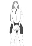 1girl archashiura censored futanari monochrome peeing penis school_uniform sketch