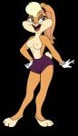 1girl anthro anthro_only black_background breasts edit female_only full_body furry lola_bunny looney_tunes nipples screenshot_edit solo_female topless topless_female warner_brothers