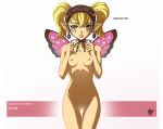  1girl agitha blonde_hair breasts butterfly_wings character_name earrings english flat_chest jewelry nintendo nipples no_pussy nude pointy_ears purple_eyes pussy ribbon ribs short_hair small_breasts solo source_request the_legend_of_zelda the_legend_of_zelda:_twilight_princess twilight_princess twin_tails twintails wallpaper wings 