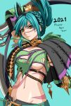  1girl alluring big_breasts groin high_res looking_at_viewer midriff navel nekogoya open_fly project_soul scar smile soul_calibur soul_calibur_iii soul_calibur_vi sword tira tira_(soulcalibur) weapon 