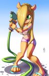  animal_ears bandicoot blonde_hair breasts coco_bandicoot crash_bandicoot crash_bandicoot_(series) green_eyes looking_at_viewer nipples smile solo thefuckingdevil wet wet_t-shirt 