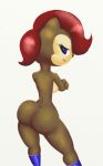  anthro ass big_ass blue_eyes breasts chipmunk color female hair looking_at_viewer looking_back norithics nude plain_background red_hair sally_acorn sega sideboob smile solo sonic_(series) white_background 
