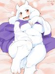  1girl 2017 anthro blush breasts caprine fur furry goat horn kame_3 long_ears looking_at_viewer mammal smile toriel undertale video_games white_fur 