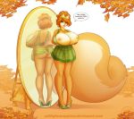 2013 anthro areola ass big_breasts big_tail breasts brown_nose cameltoe clothed clothing english_text female fluffy_tail footwear freckles green_eyes hair high_heels huge_breasts leaf lingerie lips looking_at_viewer mammal mirror nipples orange_hair original original_character outside panties paws penny_flynn rodent sciurid shoes short_hair skimpy sky solo tail text translucent translucent_clothing tree_squirrel underwear wide_hips y_shaped_butt_crack zaftigbunnypress