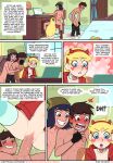  1boy 2_girls ass black_hair blonde_hair blue_eyes breasts brown_eyes brown_hair canon_couple comic cum cum_in_pussy cum_inside fellatio incognitymous_(artist) janna_ordonia marco_diaz nipples oral penis_in_pussy pussy sex star_butterfly star_vs_earth_(comic) star_vs_the_forces_of_evil vaginal 