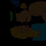   black_hair french_kiss goanimate green_hat kissing night nude_male sleeping sleeping_beauty spit yellow_hair