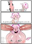 1girl anny_(anny_perez) anny_perez anny_perez_oc ass big_breasts big_penis breasts hair_over_eyes horns meme nipples nude nude_female penis spanish_text text white_dress white_hair youtube youtube_hispanic