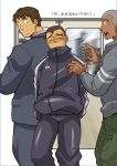  3boys bara blush clothed gay human male male_only multiple_boys no_sex public shunpei_nakata sweat train yaoi 
