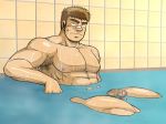   armpits bara bath gay male muscle solo yaoi  