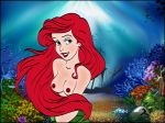  big_breasts blue_eyes breasts col_kink disney mermaid milf nipples princess_ariel red_hair smile the_little_mermaid topless 