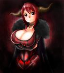  1girl bad_id breasts choker cleavage dress finalcake horns huge_breasts maou_(maoyuu) maoyuu_maou_yuusha red_eyes red_hair solo 