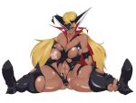  abs big_breasts blonde_hair breasts cameltoe dark_skin defeated doronjo hair large_breasts nipples source_request torn_clothes yatterman 