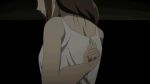 1girl animated animated_gif bouncing_breasts breasts brown_hair dress gif medium_breasts mirai_nikki nipples no_bra smile source_request strap_pull undressing unzipped unzipping wakaba_moe white_dress 