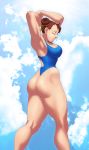  1girl armpits ass breasts capcom chun-li closed_eyes josef_axner large_breasts solo street_fighter thick_thighs thighs 